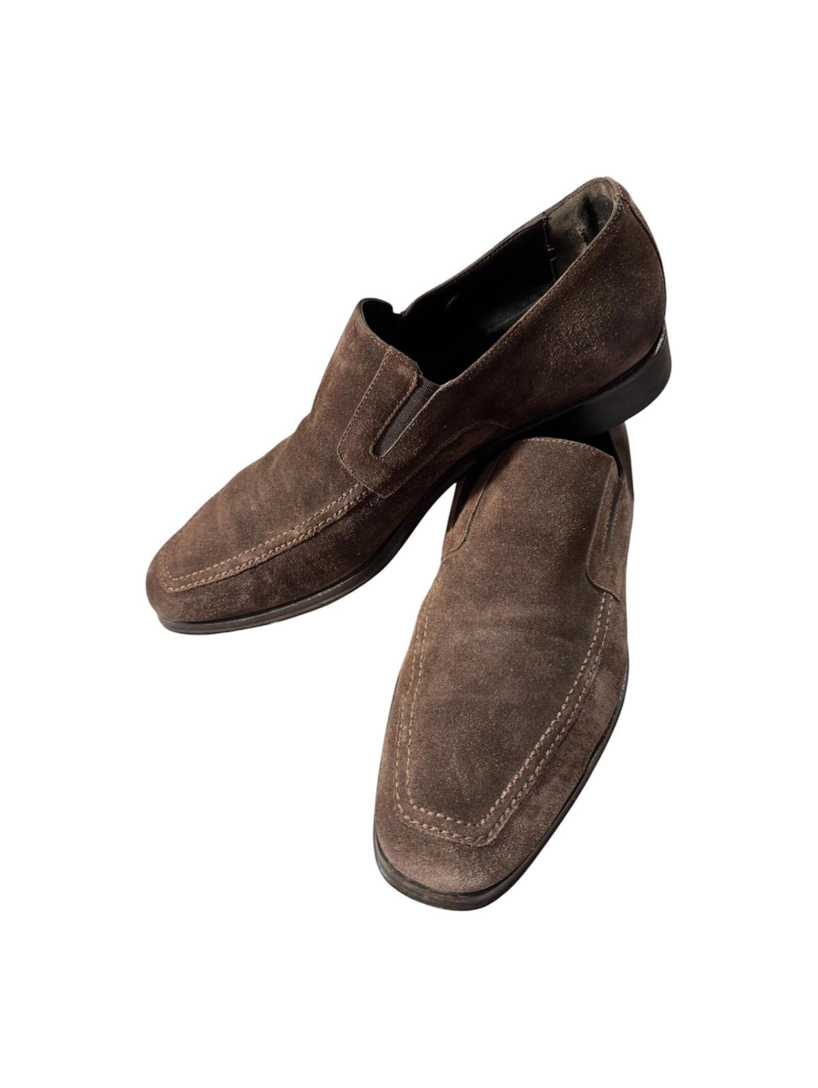 Bruno Magli Brown Suede Slip-On Loafers